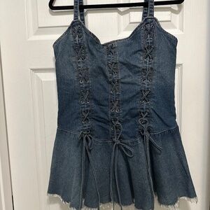 Dolls Kill Little Miss Attitude Denim Dress, XL